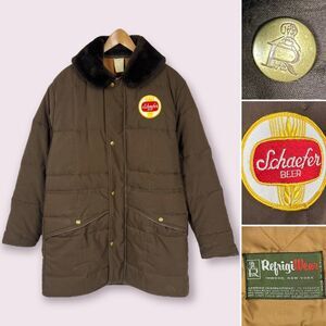 Vintage 70s Refrigiwear Schaefer Beer Factory Coat Men’s M Faux Fur Collar 615